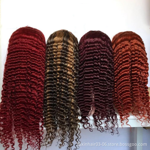 Orange Ginger Human Hair Deep Undetectable Lace Front Wigs Curly Invisible Lace Frontal Burgundy 99j Colored Wig For Black Women